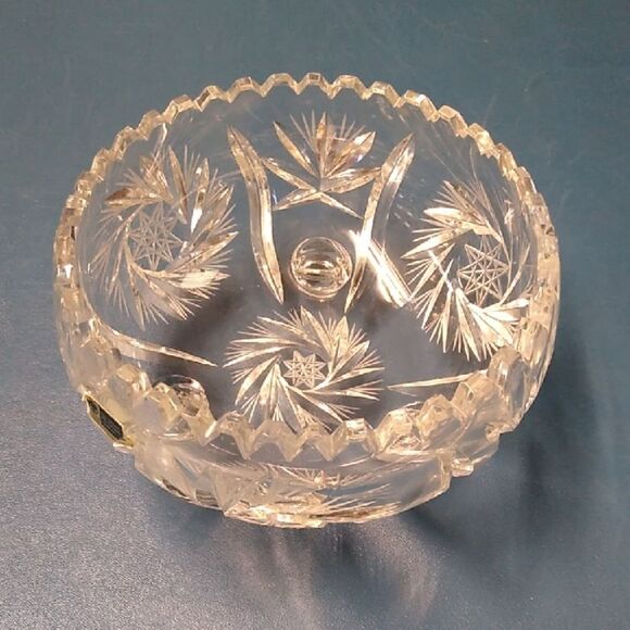 Crystal Cut Glass American Brilliant Saw Tooth Edge Footed Bowl - Picture 1 of 7